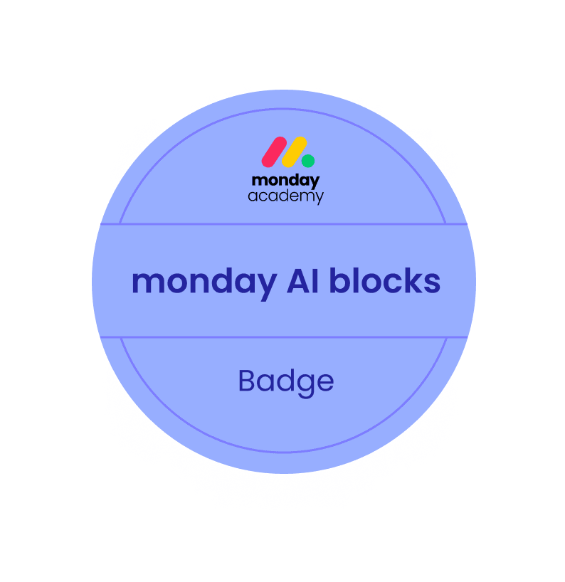 Monday.com Certified AI Blocks badge