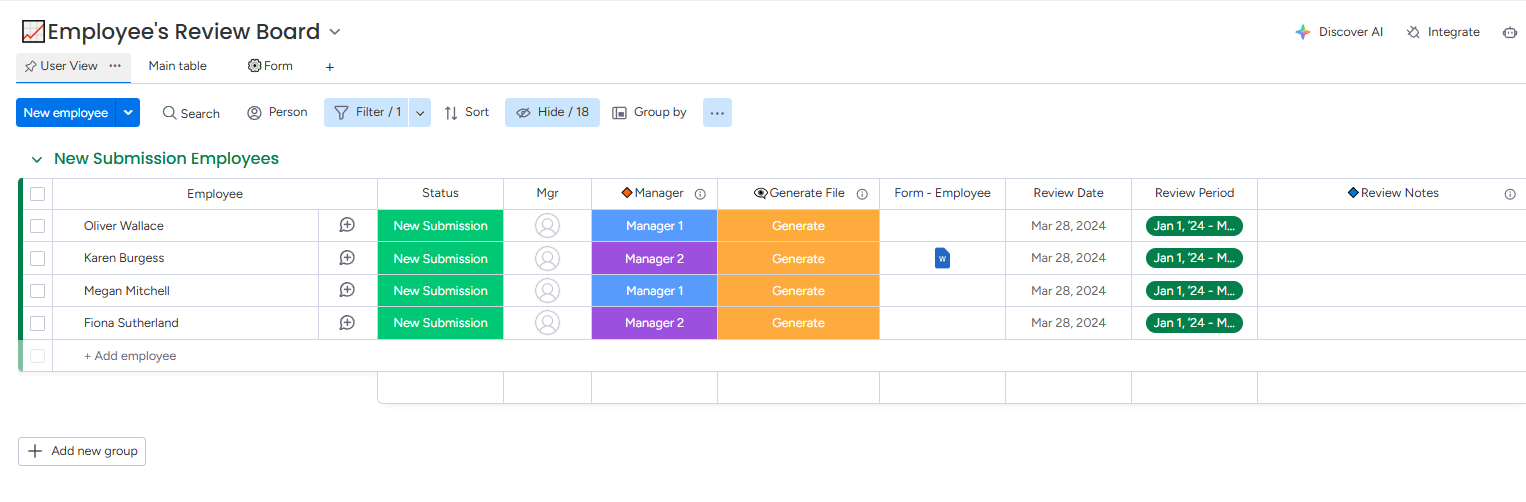 Employee Review Workflow with Manager Input and E-Signature - 1